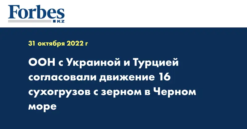 ООН с Украиной и Турцией согласовали движение 16 сухогрузов с зерном в Черном море