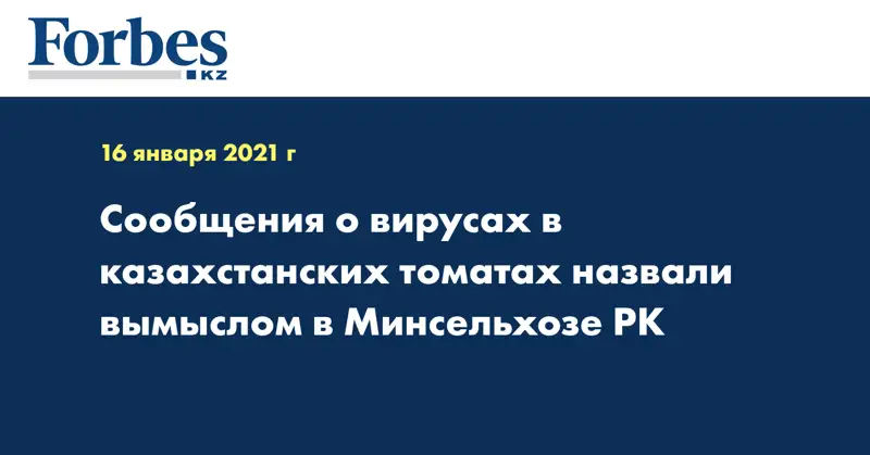 Сообщения о вирусах в казахстанских томатах назвали вымыслом в Минсельхозе РК