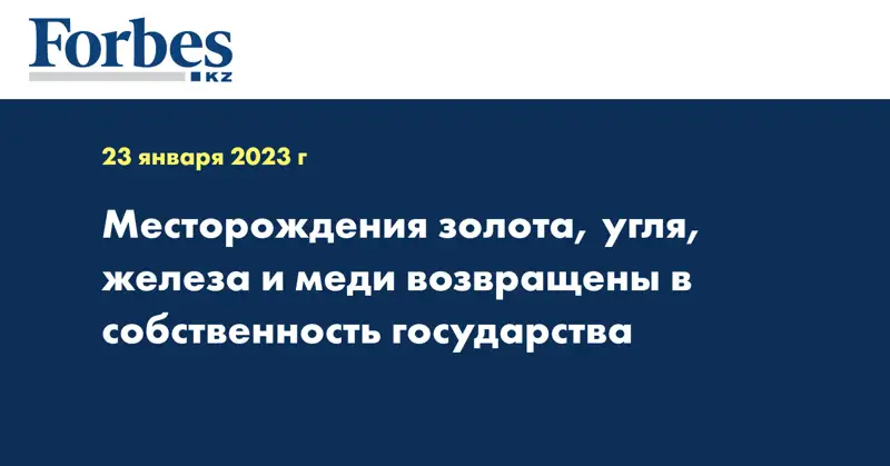 Месторождения золота, угля, железа и меди возвращены в собственность государства