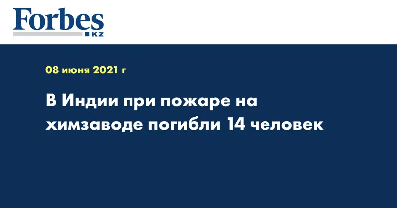 В Индии при пожаре на химзаводе погибли 14 человек