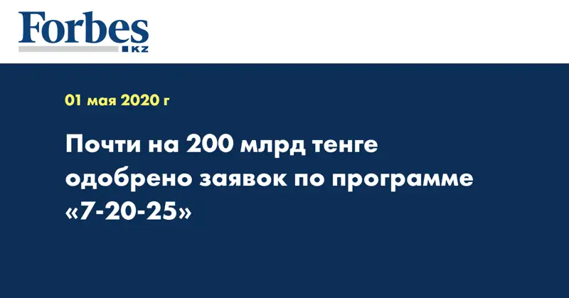 Почти на 200 млрд тенге одобрено заявок по программе «7-20-25» 