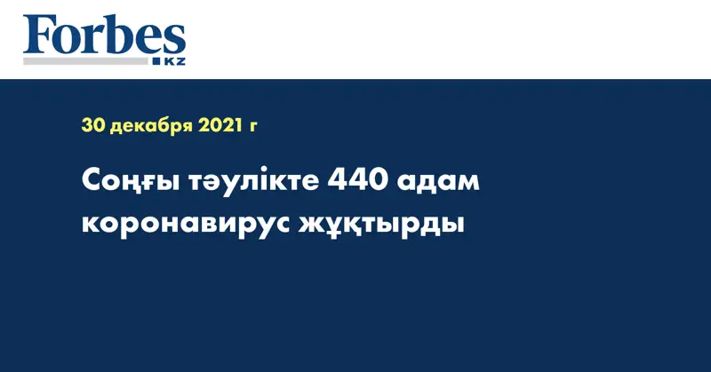 Соңғы тәулікте 440 адам коронавирус жұқтырды