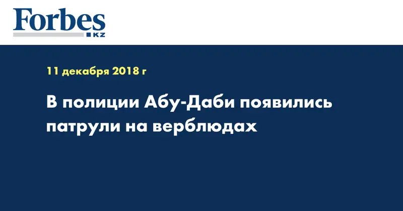 В полиции Абу-Даби появились патрули на верблюдах