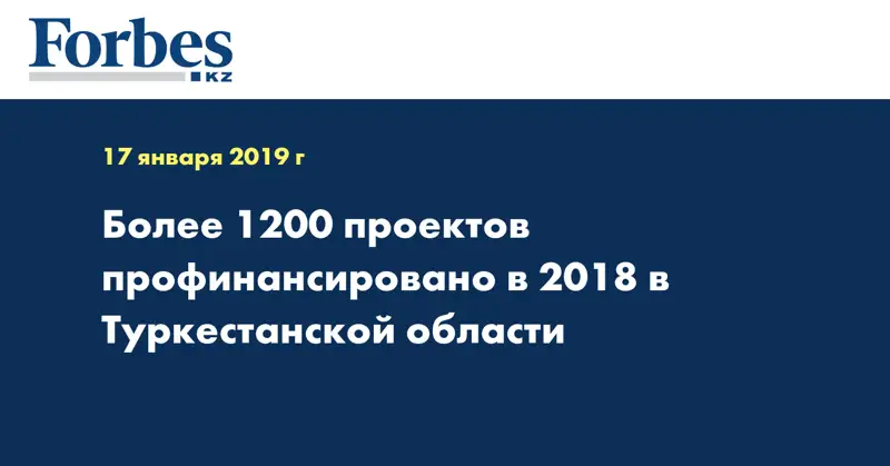 Более 1200 проектов профинансировано в 2018 в Туркестанской области