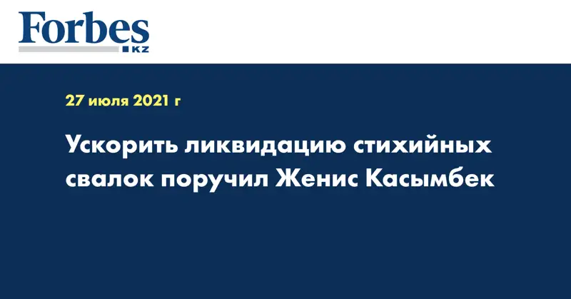 Ускорить ликвидацию стихийных свалок поручил Женис Касымбек