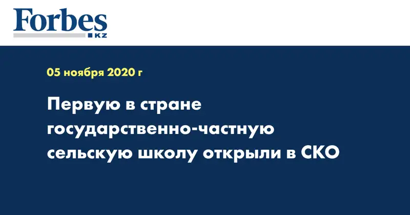 Первую в стране государственно-частную сельскую школу открыли в СКО