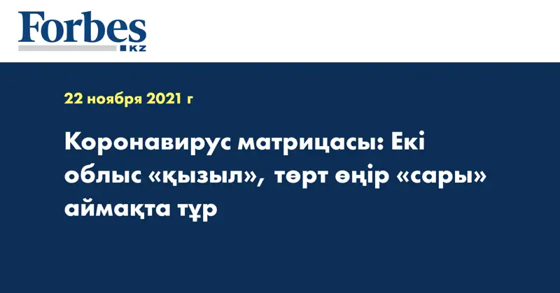 Коронавирус матрицасы: Екі облыс «қызыл», төрт өңір «сары» аймақта тұр