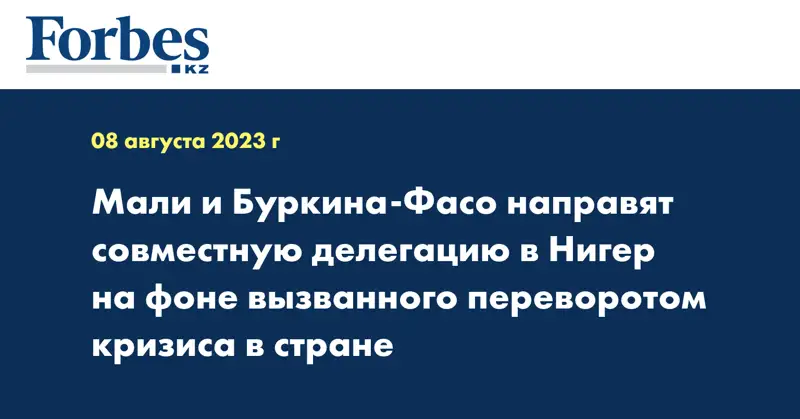 Мали и Буркина-Фасо направят совместную делегацию в Нигер на фоне вызванного переворотом кризиса в стране