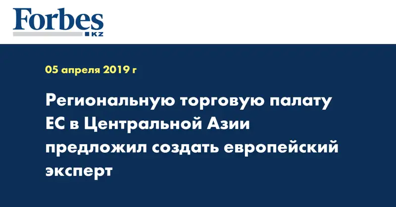 Региональную торговую палату ЕС в Центральной Азии предложил создать европейский эксперт