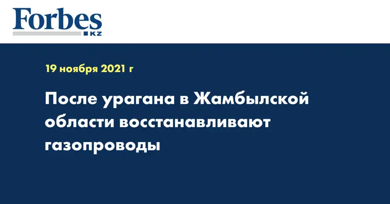 После урагана в Жамбылской области восстанавливают газопроводы