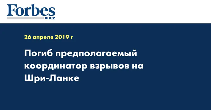 Погиб предполагаемый координатор взрывов на Шри-Ланке