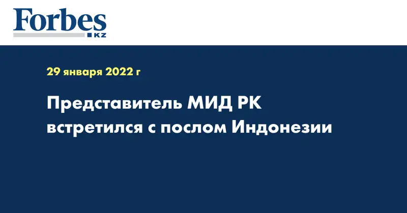 Представитель МИД РК встретился с послом Индонезии