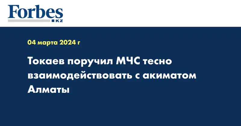 Токаев поручил МЧС тесно взаимодействовать с акиматом Алматы