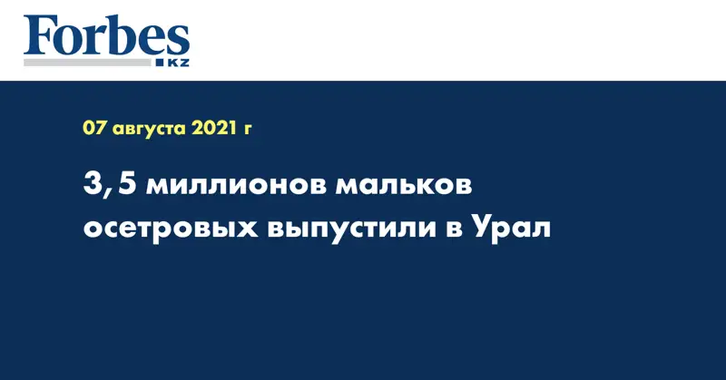 3,5 миллионов мальков осетровых выпустили в Урал