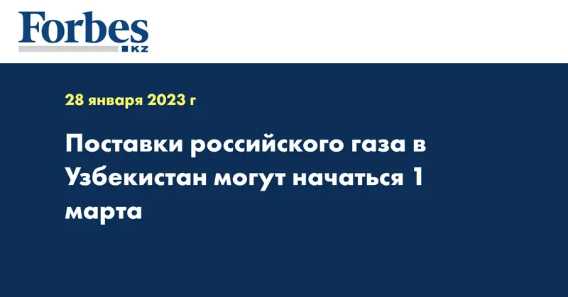 Поставки российского газа в Узбекистан могут начаться 1 марта