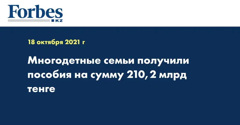 Многодетные семьи получили пособия на сумму 210,2 млрд тенге