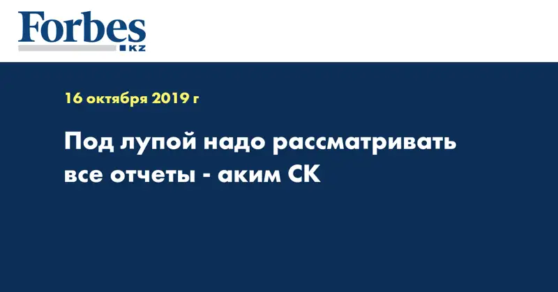 Под лупой надо рассматривать все отчеты - аким СК