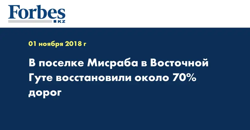 В поселке Мисраба в Восточной Гуте восстановили около 70% дорог