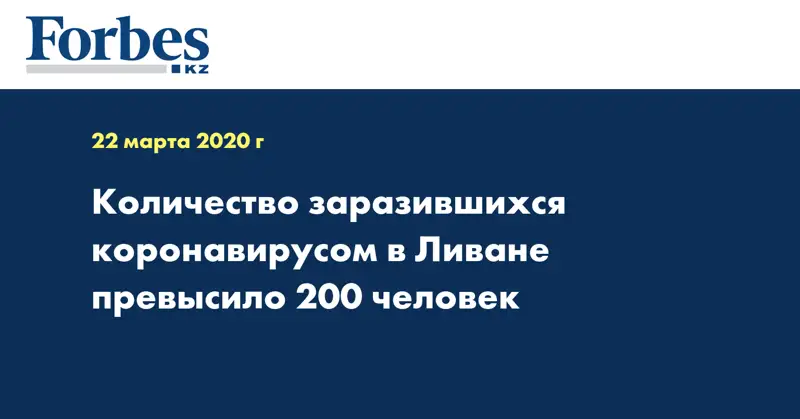 Количество заразившихся коронавирусом в Ливане превысило 200 человек