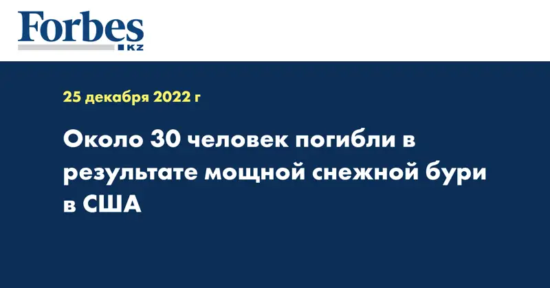 Около 30 человек погибли в результате мощной снежной бури в США