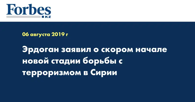 Эрдоган заявил о скором начале новой стадии борьбы с терроризмом в Сирии