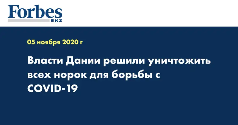 Власти Дании решили уничтожить всех норок для борьбы с COVID-19