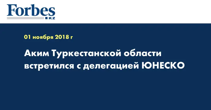 Аким Туркестанской области встретился с делегацией ЮНЕСКО