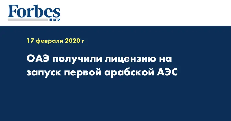 ОАЭ получили лицензию на запуск первой арабской АЭС