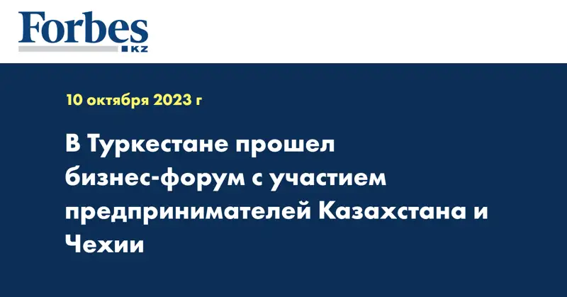 В Туркестане прошел бизнес-форум с участием предпринимателей Казахстана и Чехии