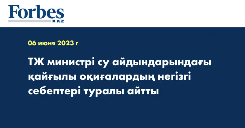 ТЖ министрі су айдындарындағы қайғылы оқиғалардың негізгі себептері туралы айтты