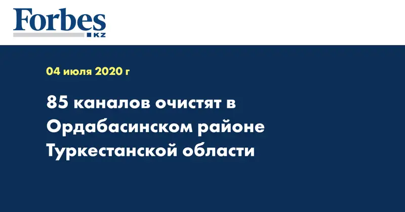 85 каналов очистят в Ордабасинском районе Туркестанской области