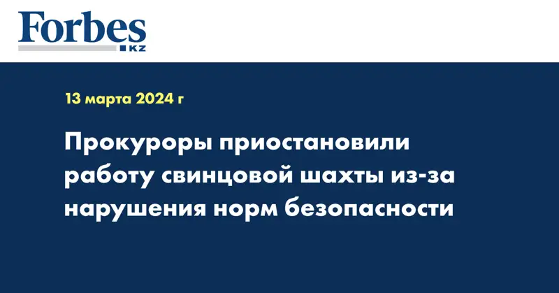 Прокуроры приостановили работу свинцовой шахты из-за нарушения норм безопасности