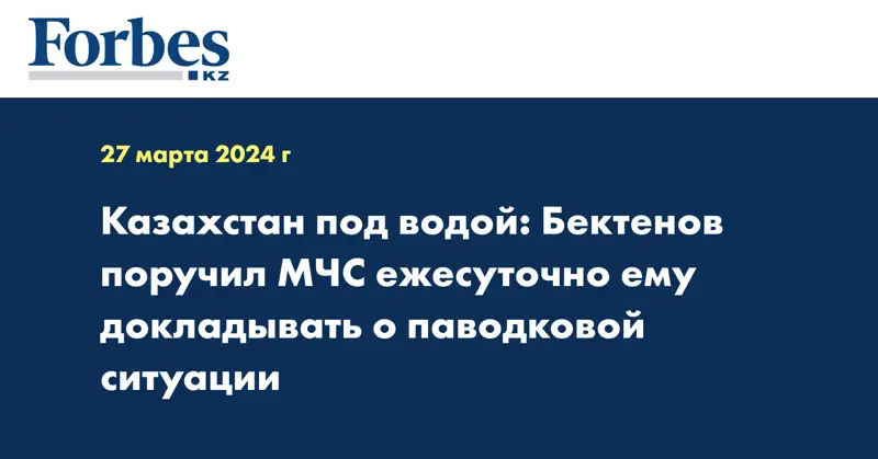 Казахстан под водой: Бектенов поручил МЧС ежесуточно ему докладывать о паводковой ситуации
