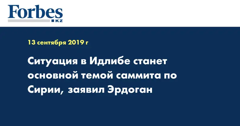 Ситуация в Идлибе станет основной темой саммита по Сирии, заявил Эрдоган