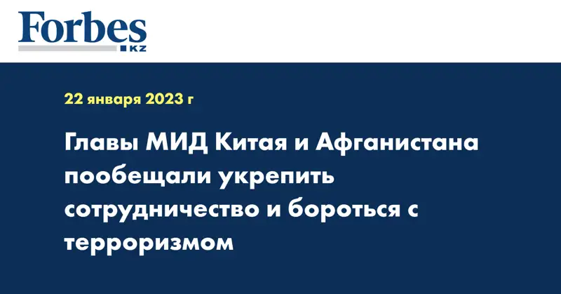 Главы МИД Китая и Афганистана пообещали укрепить сотрудничество и бороться с терроризмом