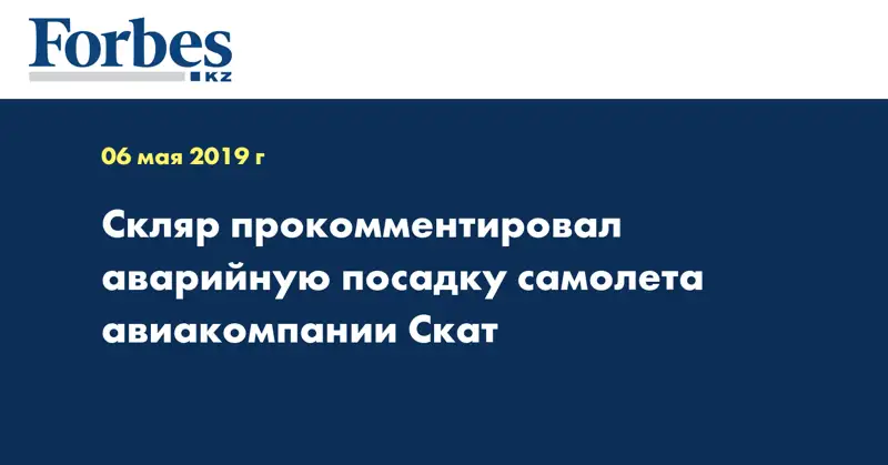Скляр прокомментировал аварийную посадку самолета авиакомпании Скат