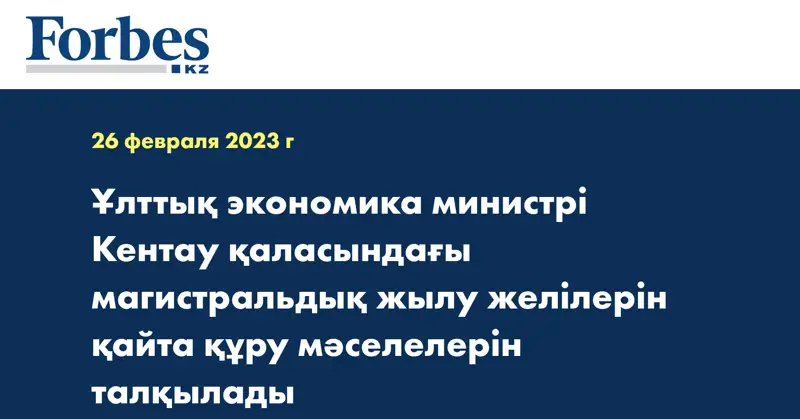 Ұлттық экономика министрі Кентау қаласындағы магистральдық жылу желілерін қайта құру мәселелерін талқылады