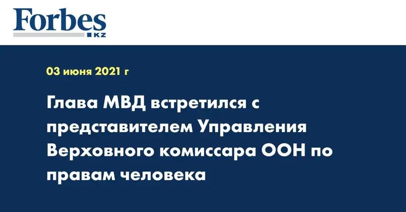  Глава МВД встретился с представителем Управления Верховного комиссара ООН по правам человека