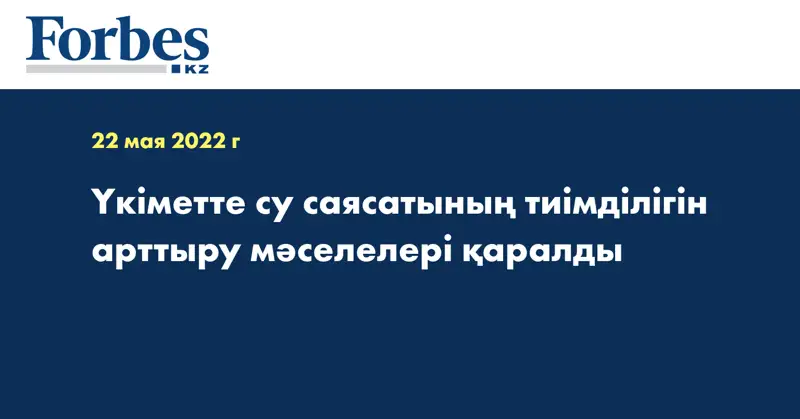 Үкіметте су саясатының тиімділігін арттыру мәселелері қаралды