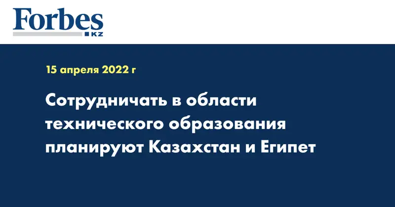 Сотрудничать в области технического образования планируют Казахстан и Египет