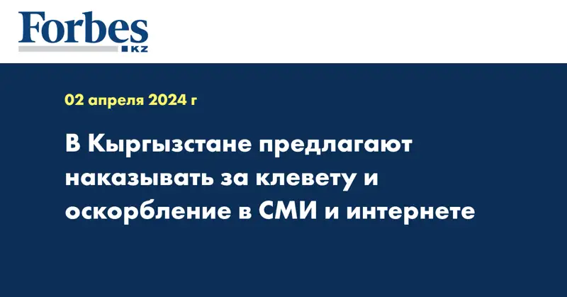 В Кыргызстане предлагают наказывать за клевету и оскорбление в СМИ и интернете