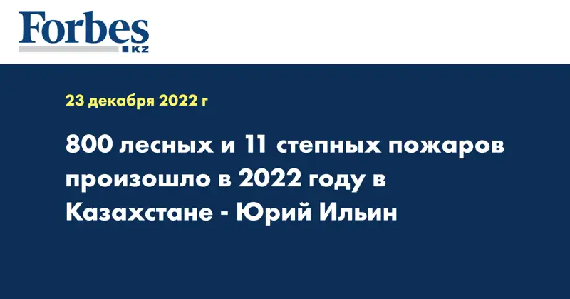 800 лесных и 11 степных пожаров произошло в 2022 году в Казахстане - Юрий Ильин