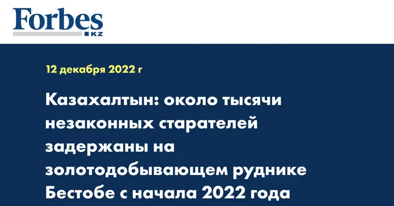 Казахалтын: около тысячи незаконных старателей задержаны на золотодобывающем руднике Бестобе с начала 2022 года