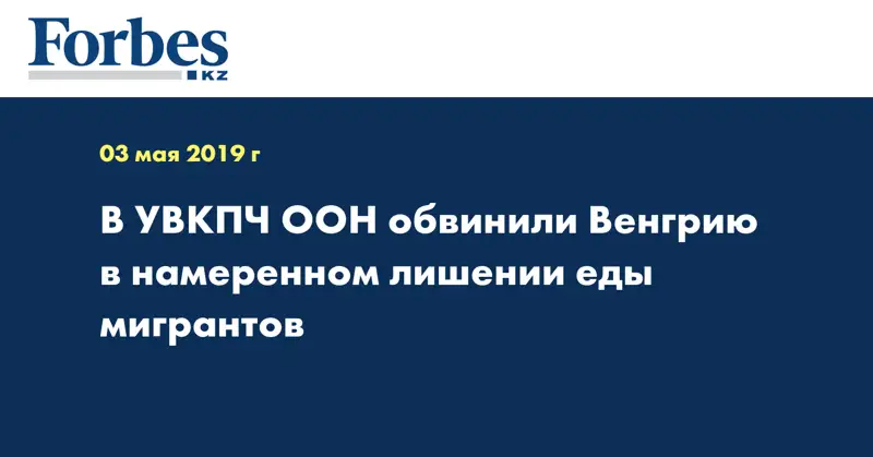 В УВКПЧ ООН обвинили Венгрию в намеренном лишении еды мигрантов