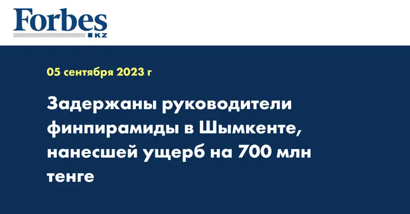 Задержаны руководители финпирамиды в Шымкенте, нанесшей ущерб на 700 млн тенге