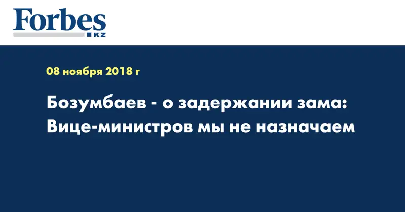 Бозумбаев - о задержании зама: Вице-министров мы не назначаем