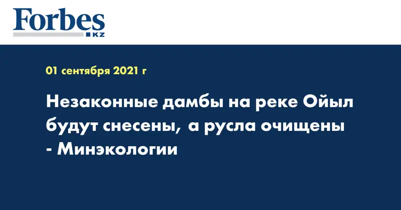 Незаконные дамбы на реке Ойыл будут снесены, а русла очищены - Минэкологии