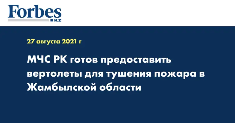  МЧС РК готов предоставить вертолеты для тушения пожара в Жамбылской области