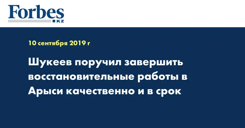 Шукеев поручил завершить восстановительные работы в Арыси качественно и в срок