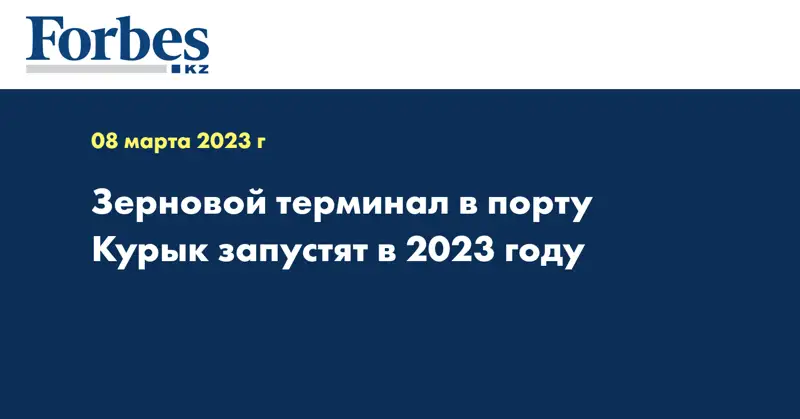 Зерновой терминал в порту Курык запустят в 2023 году